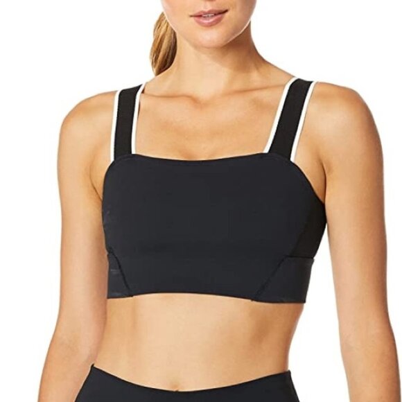 New Balance Sports Bra Size S/M Black White Studio Enlightened‎ Bandeau Crop Top - Picture 12 of 12